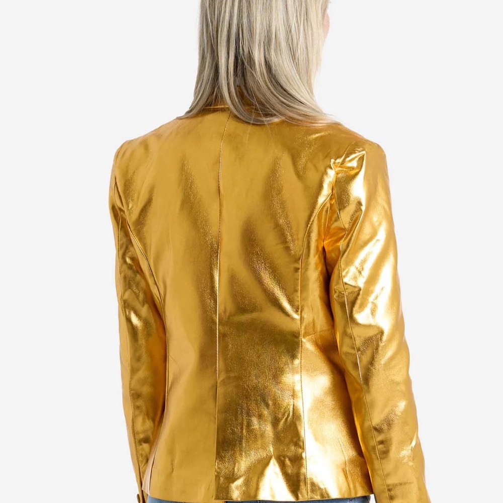 Oppo Shimmering Metallic Gold Blazer, Size: 4 - Picture 3 of 5